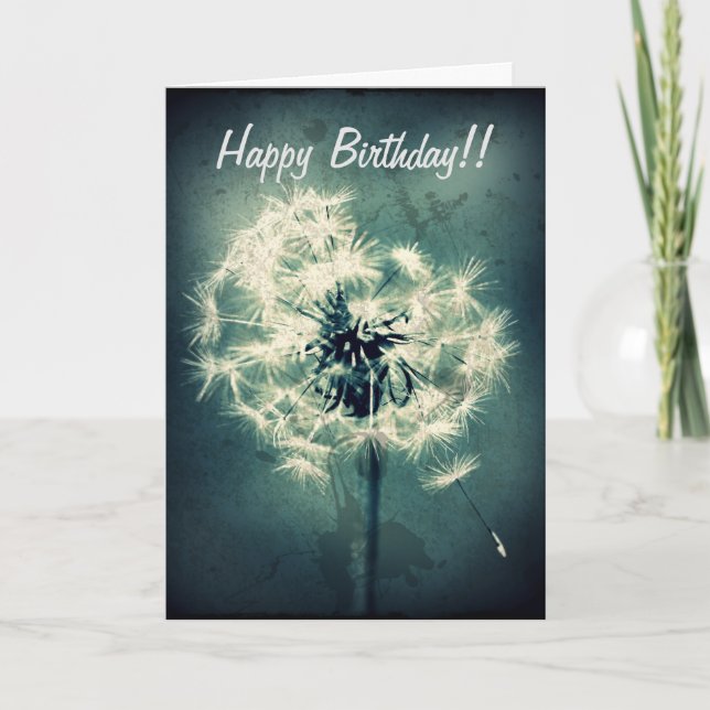 Tarjeta de cumpleaños Grungey Dandelion (Anverso)