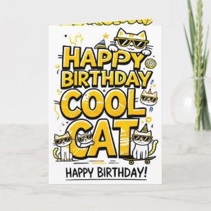 Tarjeta de cumpleaños Guay Cat con sombras amarill