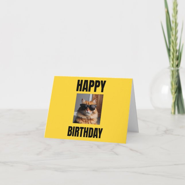 Tarjeta de cumpleaños Guay Cat para los amantes de (Anverso)