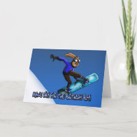Tarjeta de cumpleaños Guay Rabbit Snowboarder