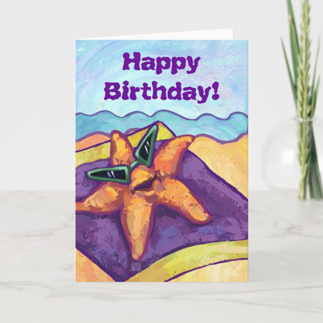 Tarjeta de cumpleaños Guay Starfish Happy (Anverso)