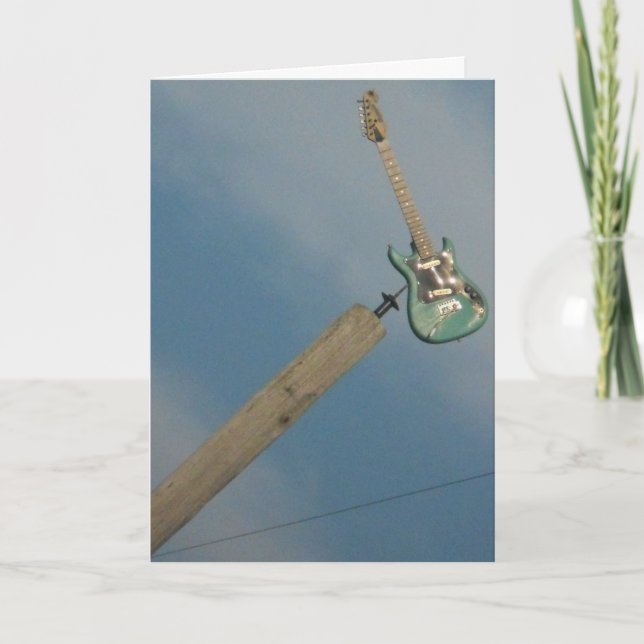 Tarjeta de cumpleaños "Guitarra de poste de teléfo (Anverso)