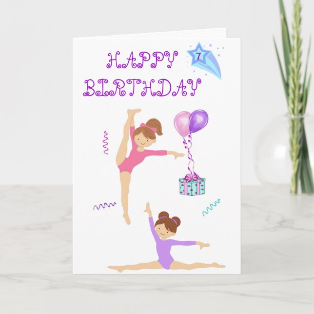 Tarjeta de cumpleaños Gymnastics personalizada (Anverso)