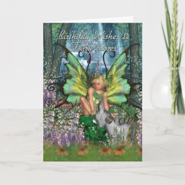 Tarjeta de cumpleaños - Hada Angelica Fantasy Wood (Anverso)