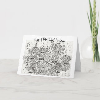 Tarjeta de cumpleaños Hairy Highland Coos