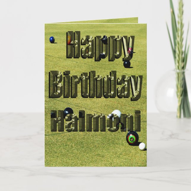 Tarjeta de cumpleaños Halmoni Lawn Bowl, (Anverso)