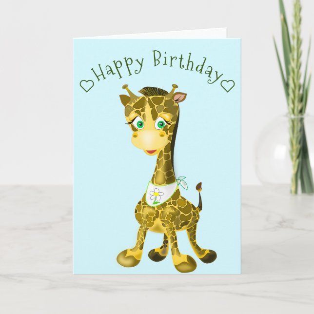 Tarjeta de cumpleaños Happy Baby Giraffe (Anverso)