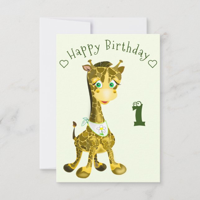 Tarjeta de cumpleaños Happy Baby Giraffe (Anverso)