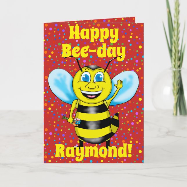 Tarjeta de cumpleaños Happy Bee (Anverso)