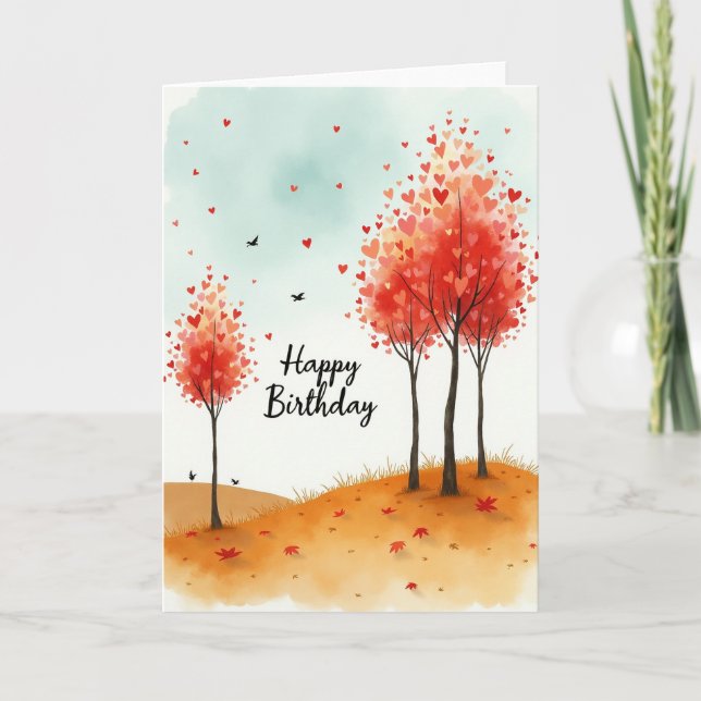 Tarjeta de cumpleaños Heart Leaves Artistry (Anverso)