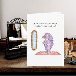 Tarjeta de cumpleaños Hedgehog Mirror
