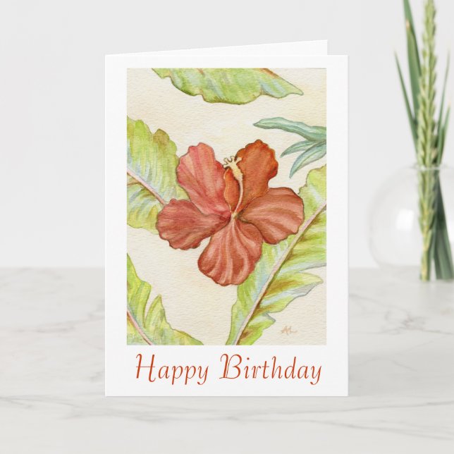 Tarjeta de cumpleaños Hibiscus (Anverso)