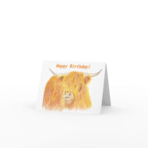Tarjeta de cumpleaños Highland Cow
