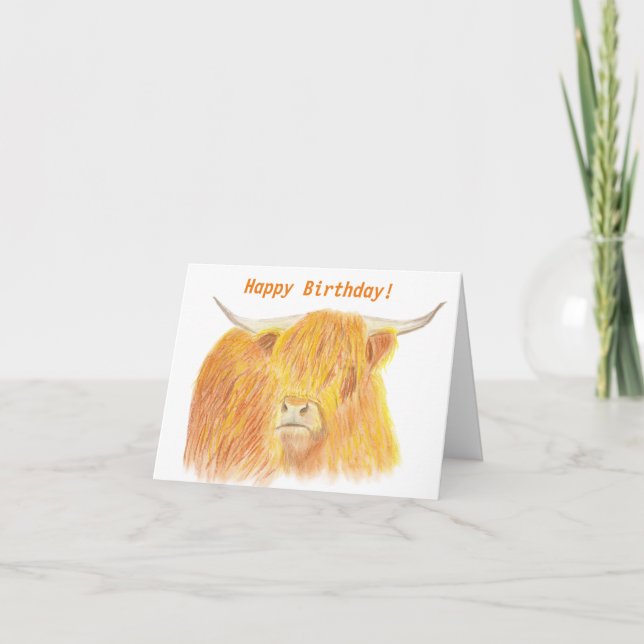 Tarjeta de cumpleaños Highland Cow (Anverso)