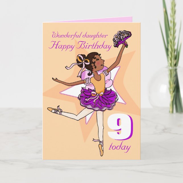 Tarjeta de cumpleaños hija bailarina melocotón púr (Anverso)