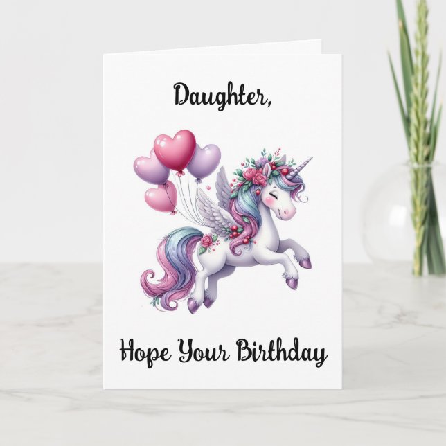 Tarjeta de cumpleaños hija unicornio (Anverso)