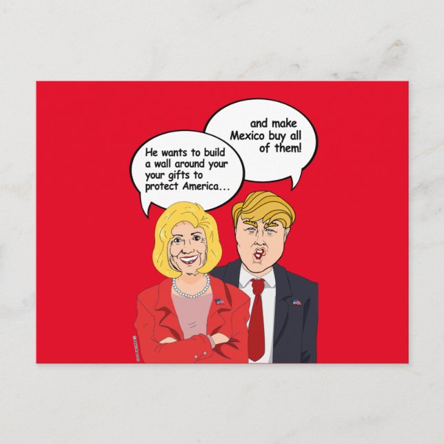 Tarjeta de cumpleaños Hillary vs Trump - Una pared (Anverso)