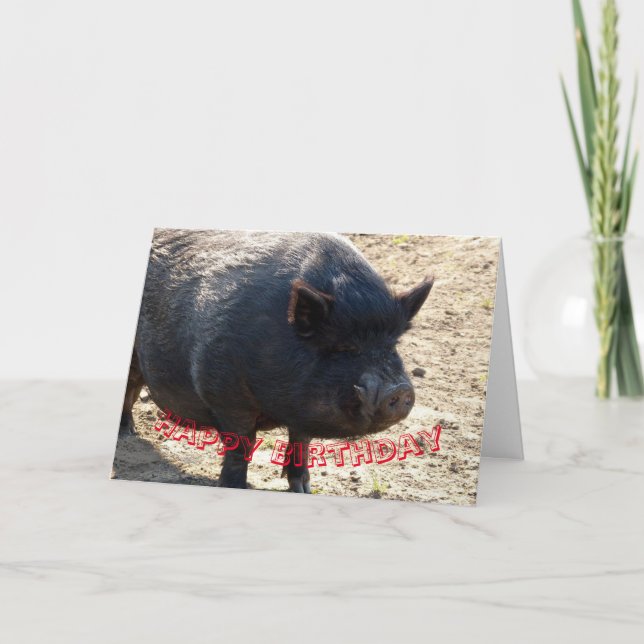 Tarjeta de cumpleaños hinchada pote del cerdo (Anverso)