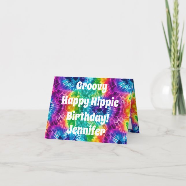 Tarjeta de cumpleaños Hippie Tie Dye (Anverso)
