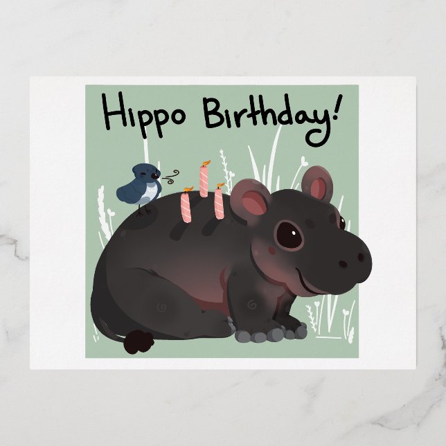 Tarjeta de cumpleaños Hippo (Anverso)