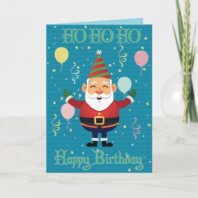 Tarjeta de cumpleaños Ho Ho Ho Ho Happy (Anverso)