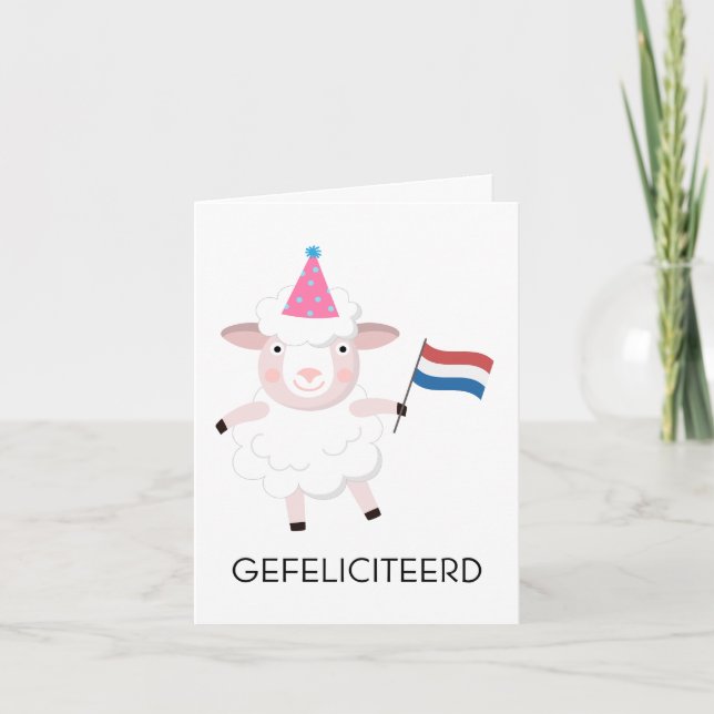Tarjeta de cumpleaños holandesa - Gefeliciteerd (Anverso)