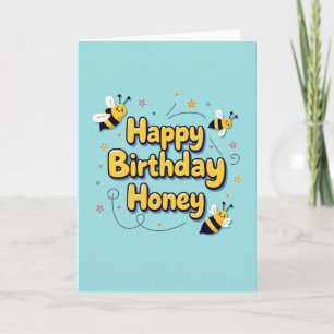 Tarjeta de cumpleaños Honey azul cielo