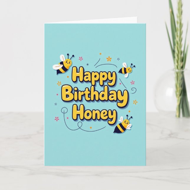 Tarjeta de cumpleaños Honey azul cielo (Anverso)