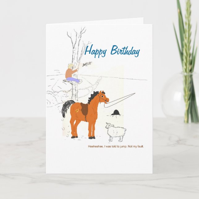 Tarjeta de cumpleaños Horsey Chiste (Anverso)