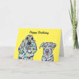 Tarjeta de cumpleaños Hound Dog y Labrador