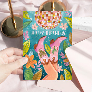 Tarjeta de cumpleaños Howdy Birthday Pink Cowgirl