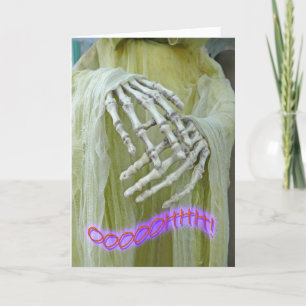 Tarjeta de cumpleaños Howling Skeleton Halloween