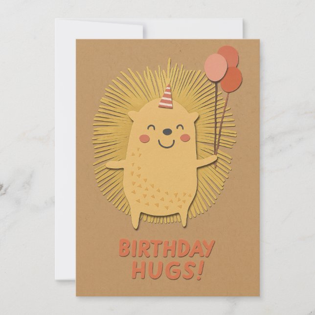 Tarjeta de cumpleaños Hugs Hedgehog (Anverso)