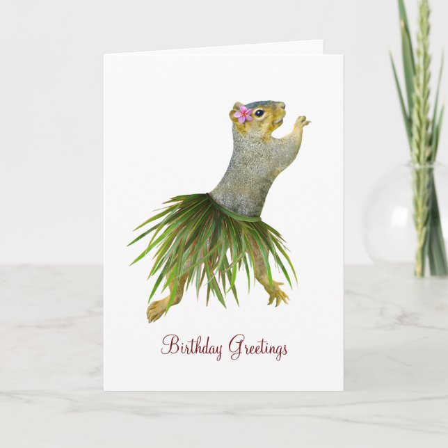 Tarjeta de cumpleaños Hula Squirrel (Anverso)