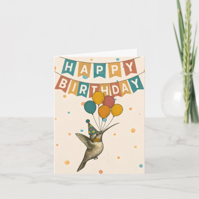 Tarjeta de cumpleaños Hummingbird - Ave Fiesta vol (Anverso)