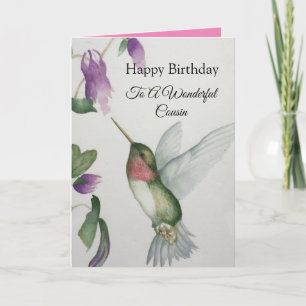 Tarjeta de cumpleaños Hummingbird para un primo ma