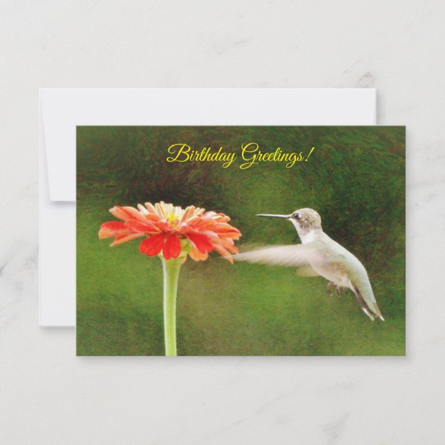 Tarjeta de cumpleaños Hummingbird y Flower (Anverso)