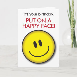 Tarjeta de cumpleaños humorística de Happy Face