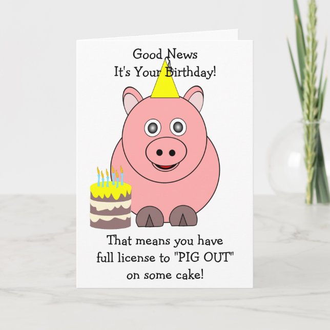 Tarjeta de cumpleaños humorística para cerdos (Anverso)