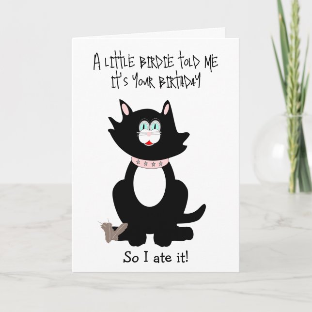 Tarjeta de cumpleaños humorística para gato (Anverso)
