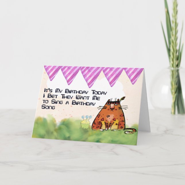 Tarjeta de cumpleaños humorística para un gato (Anverso)