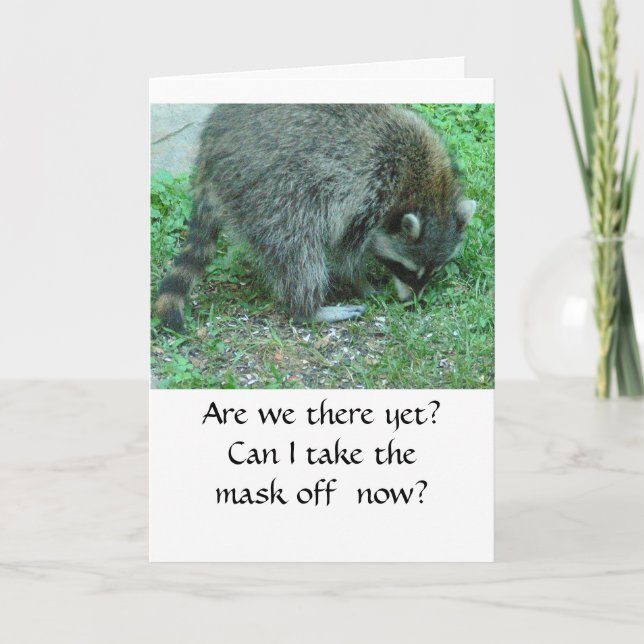 Tarjeta de cumpleaños humorística, Raccoon, "Estam (Anverso)
