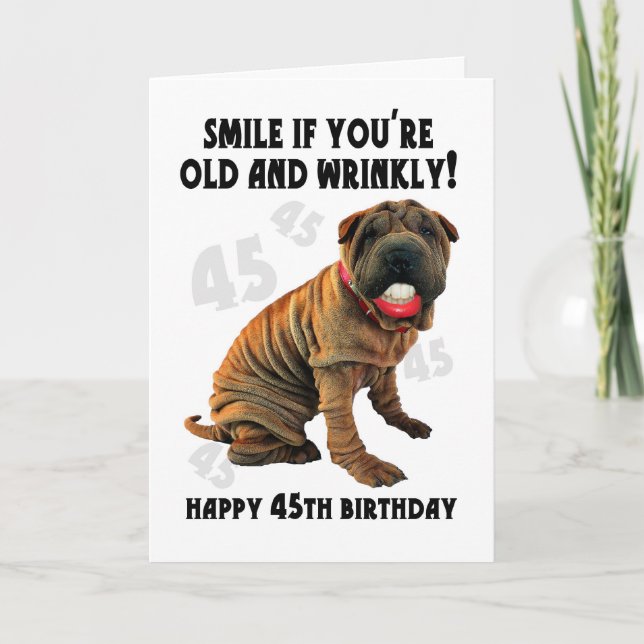 tarjeta de cumpleaños humorística shar pei vieja y (Anverso)