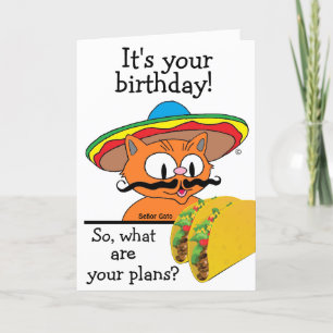 Tarjeta de Cumpleaños Humorístico Gato de Dibujos