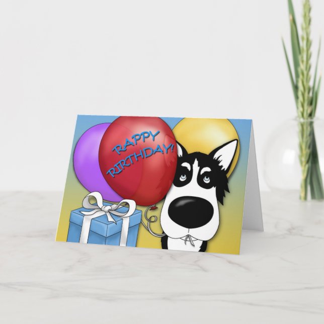 Tarjeta de cumpleaños Husky (Anverso)