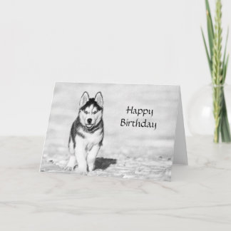 Tarjeta de cumpleaños Husky Happy