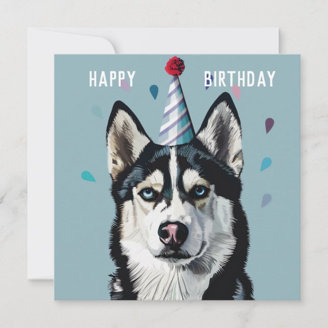 Tarjeta de cumpleaños Husky/Malamute (Anverso)