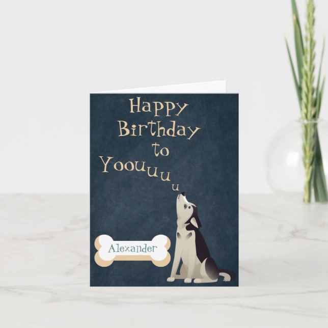 Tarjeta de cumpleaños Husky Puppy editable (Anverso)