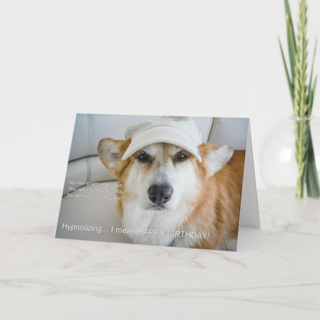 Tarjeta de cumpleaños Hypnotize Corgi (Anverso)