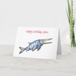 Tarjeta de cumpleaños Ichthyosaur personalizada